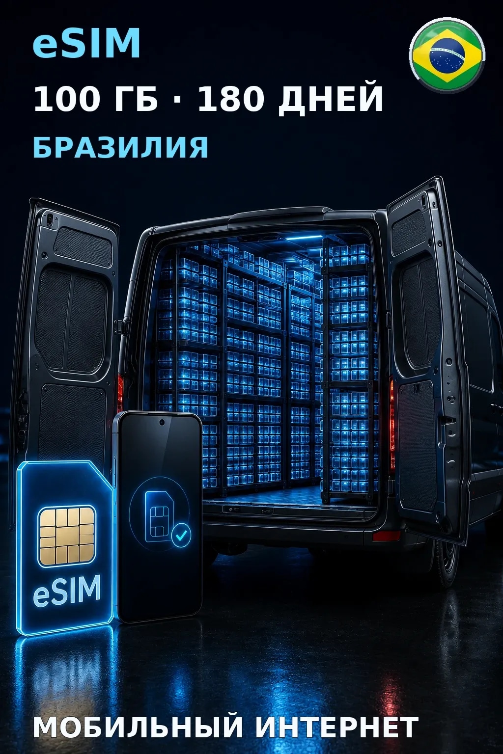 eSIM Бразилия — 100 ГБ, 180 дней — интернет
