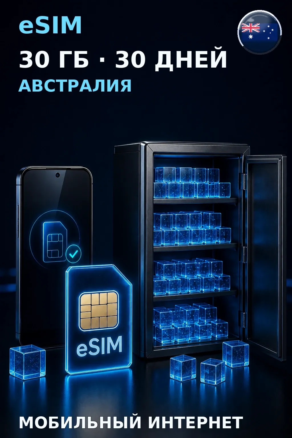 eSIM Австралия — 30 ГБ, 30 дней — интернет