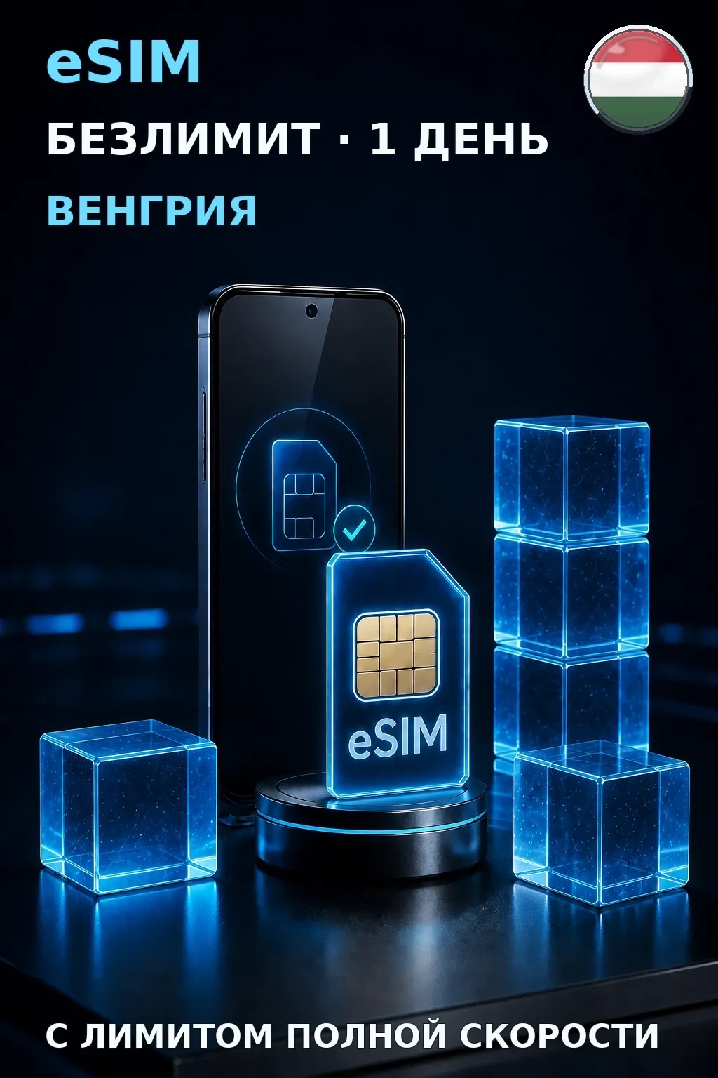 eSIM Венгрия — БЕЗЛИМИТ, 1 день — интернет