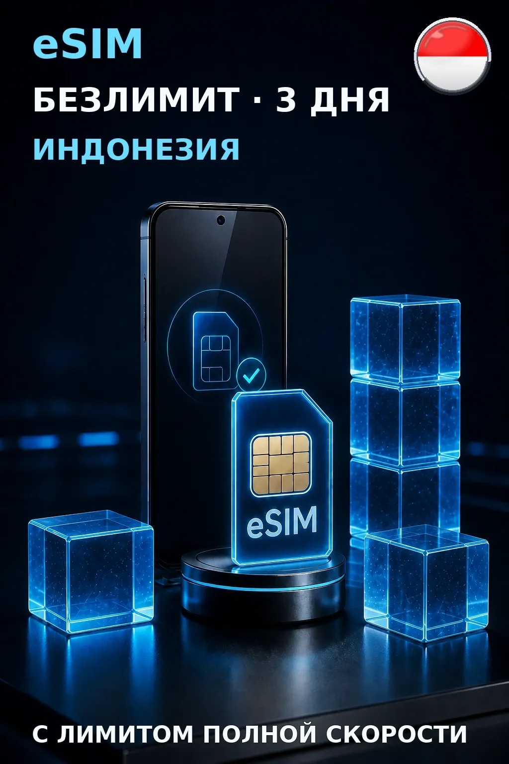 eSIM Индонезия — БЕЗЛИМИТ, 3 дня — интернет