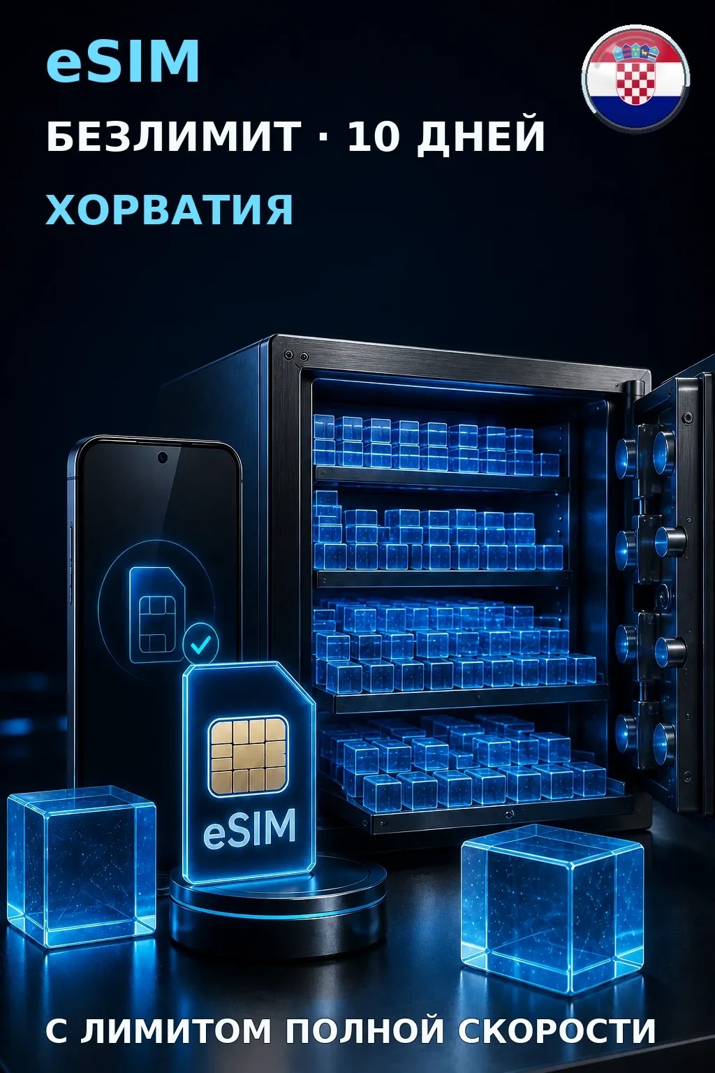 eSIM Хорватия — БЕЗЛИМИТ, 10 дней — интернет