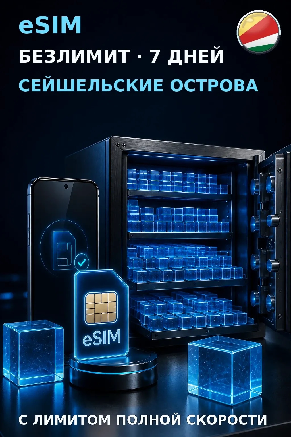 eSIM Сейшельские Острова — БЕЗЛИМИТ, 7 дней — интернет