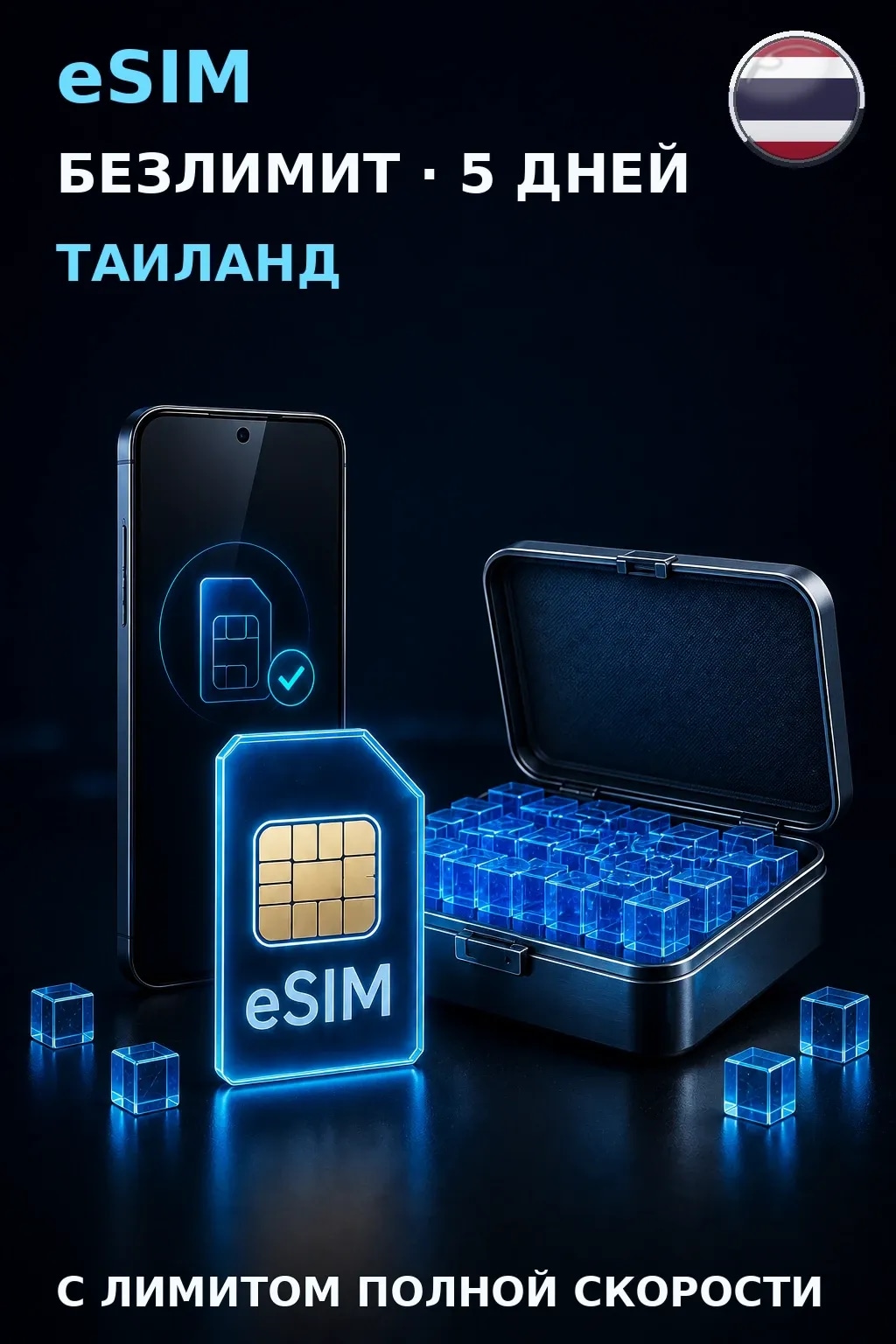 eSIM Таиланд — БЕЗЛИМИТ, 5 дней — интернет