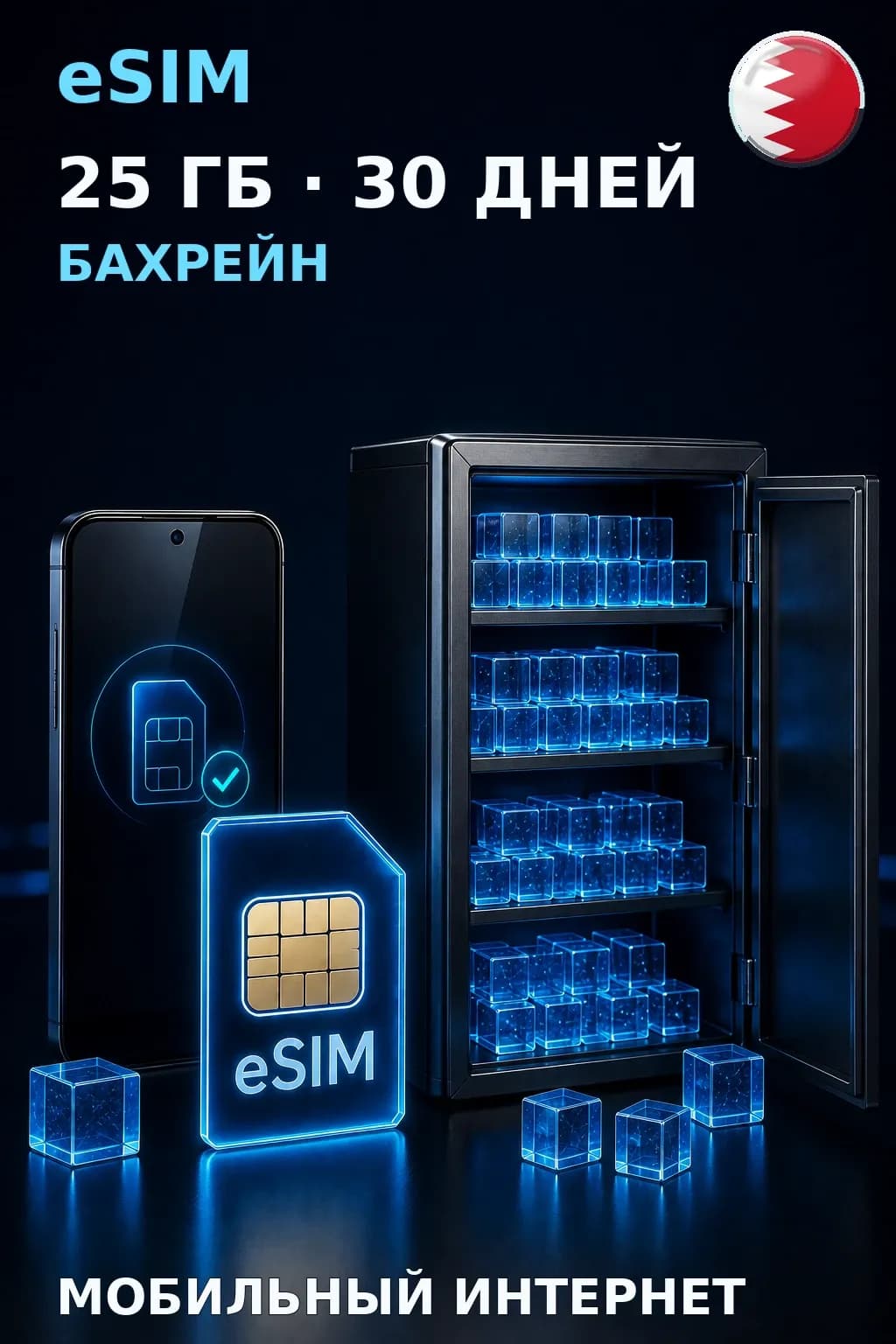 eSIM Бахрейн — 25 ГБ, 30 дней — интернет
