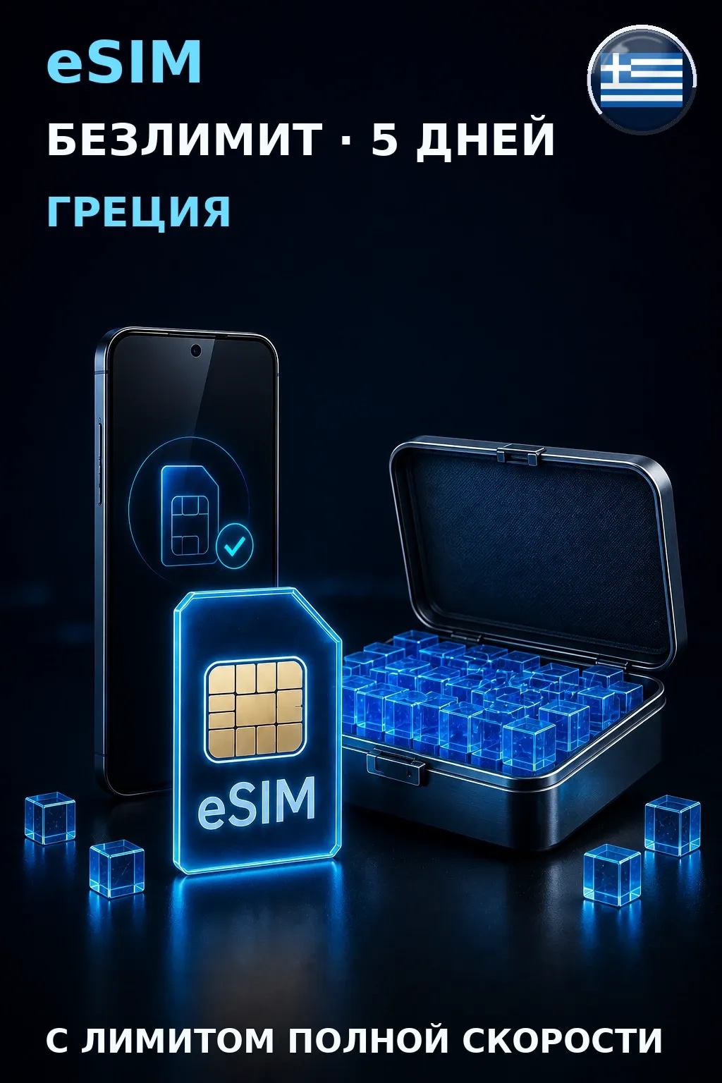 eSIM Греция — БЕЗЛИМИТ, 5 дней — интернет