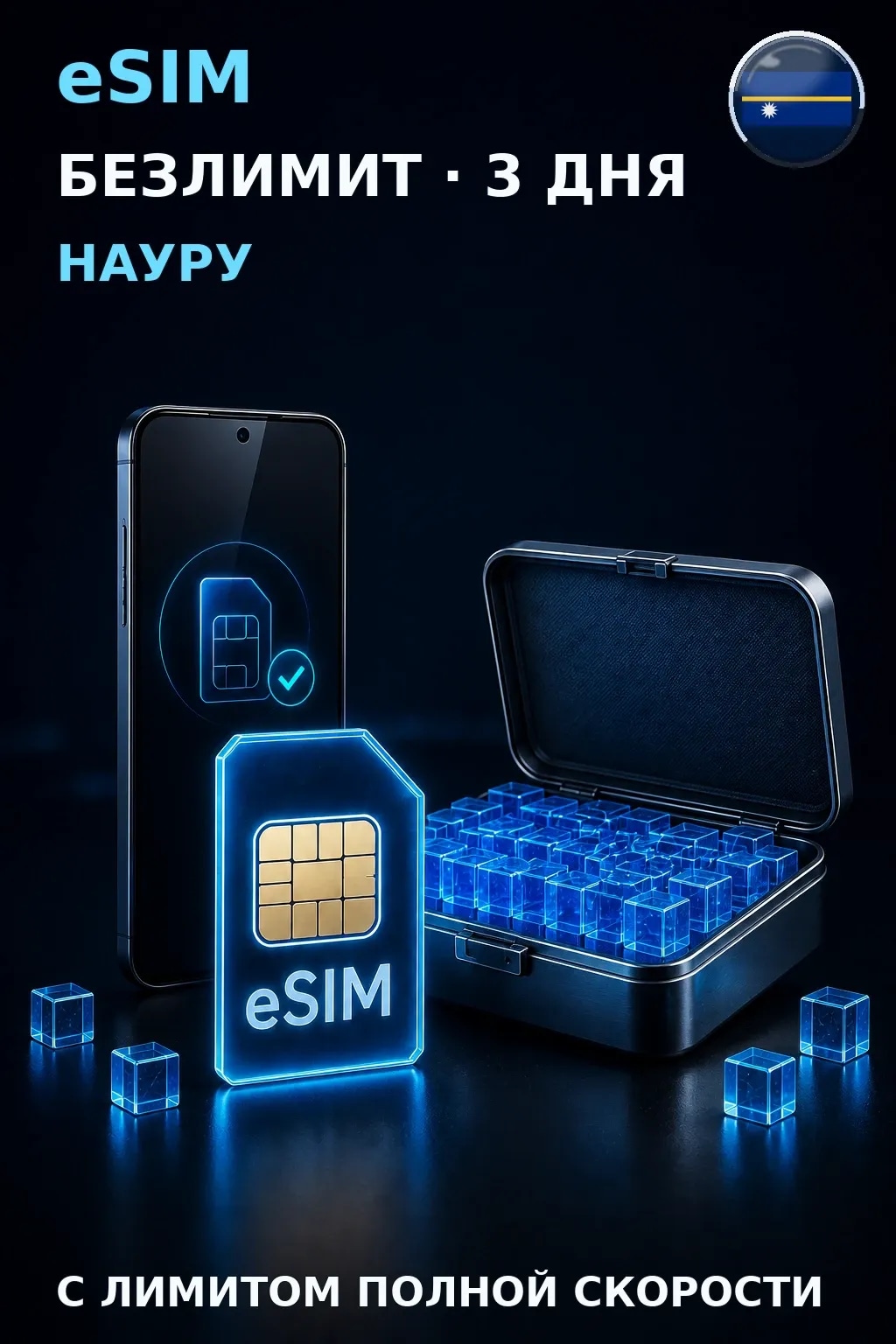 eSIM Науру — БЕЗЛИМИТ, 3 дня — интернет