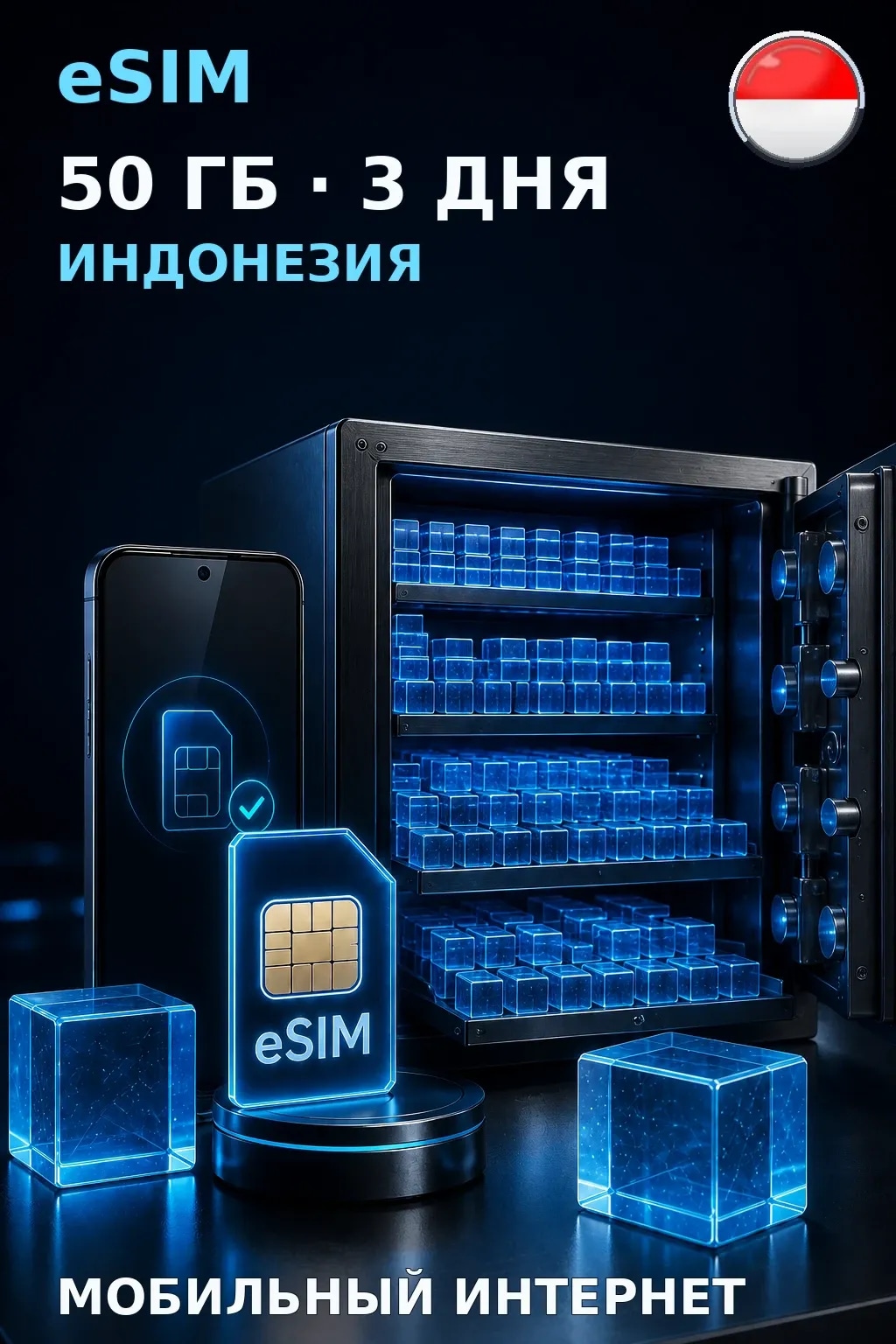 eSIM Индонезия — 50 ГБ, 3 дня — интернет