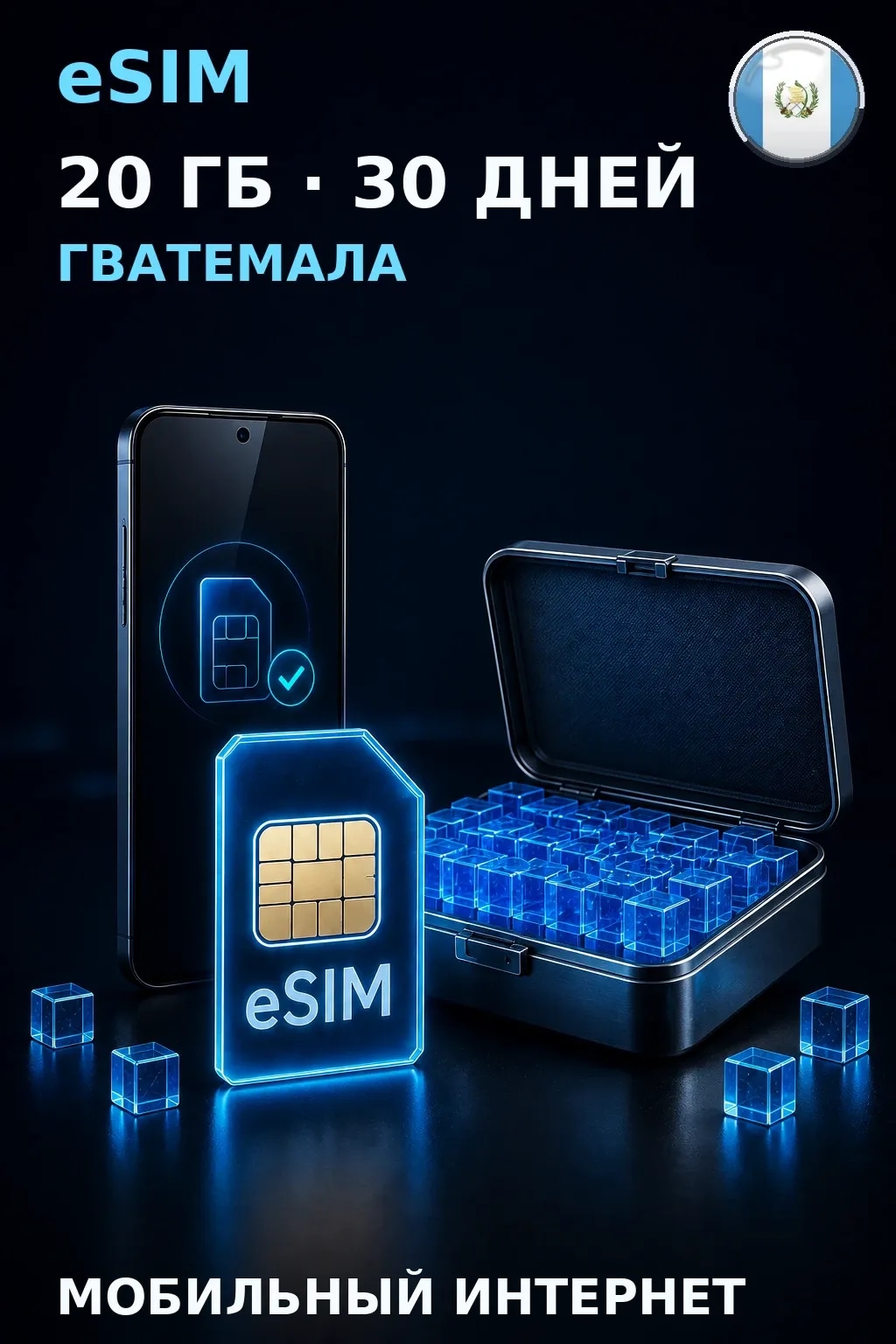 eSIM Гватемала — 20 ГБ, 30 дней — интернет