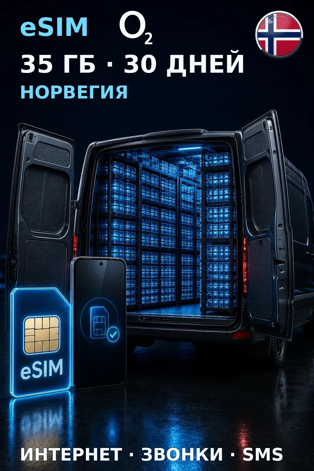 eSIM Норвегия — 35 ГБ, 30 дней — интернет, звонки и SMS