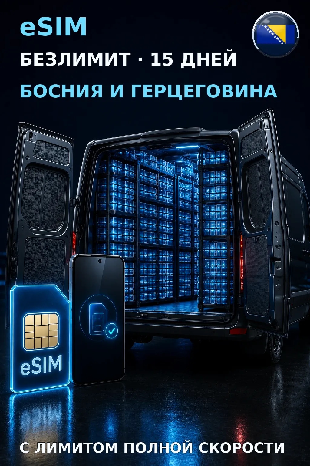 eSIM Босния и Герцеговина — БЕЗЛИМИТ, 15 дней — интернет